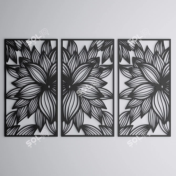 Triptych v8 Wall Art Panel 3D model image 4