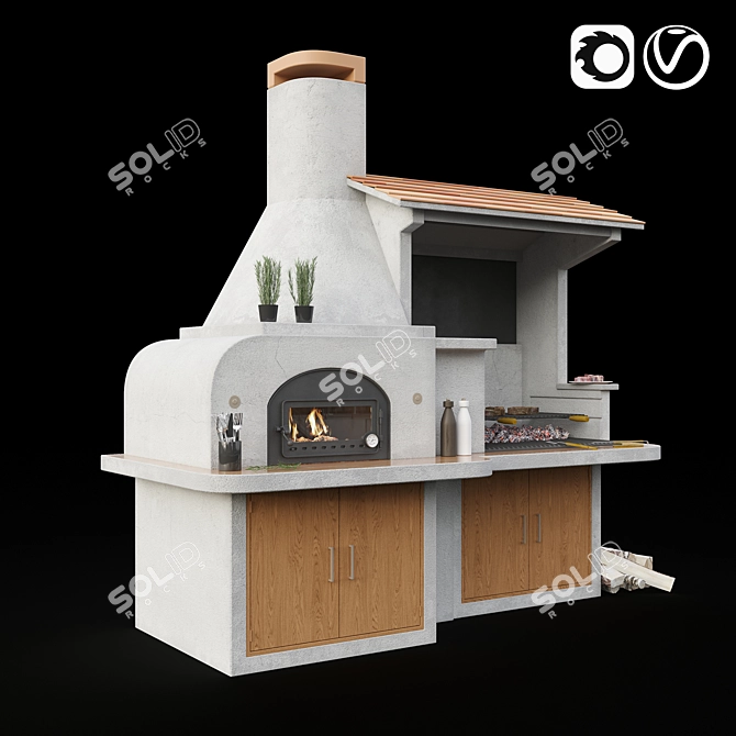 Antille Palazzetti Brick BBQ Grill 3D model image 1