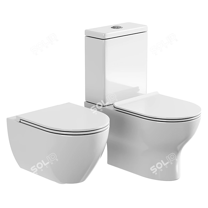 Agger Compact Toilet with Microlift 3D model image 1