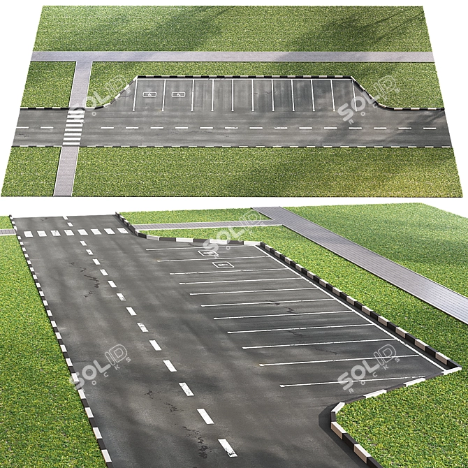 Adapted Disabled Parking with 10 Spaces 3D model image 6