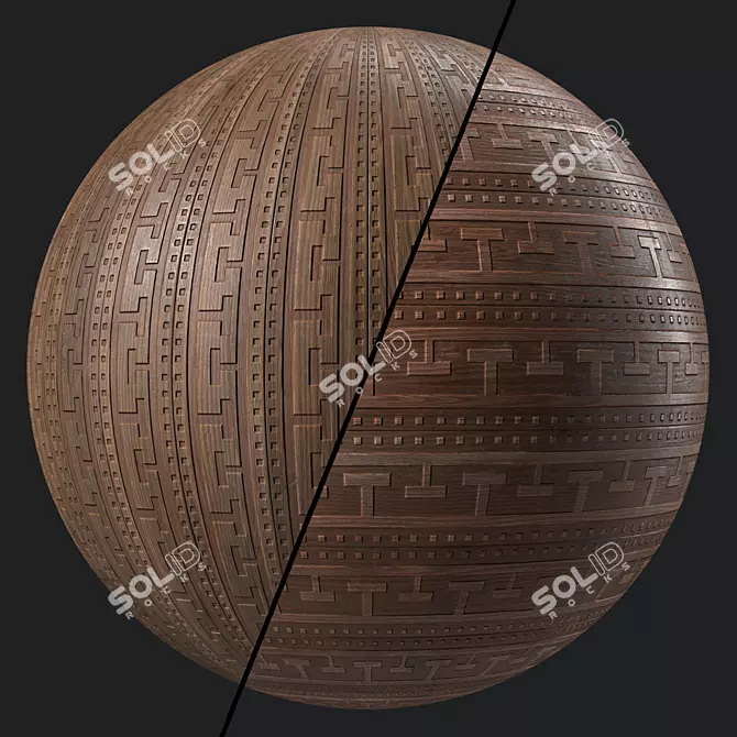 Ornate Wood Panel Texture Kit 3D model image 1