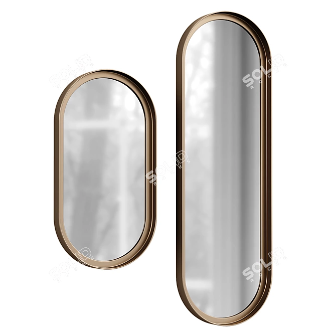 Golden Metal Tiare Wall Mirror 3D model image 1