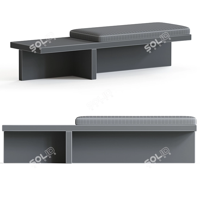 Pierre Travertine Bench SB2: Modern Minimalist Seating 3D model image 2