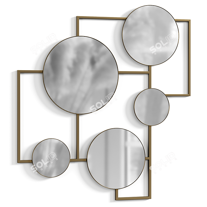 Sleek Metal Mirror 85x83 cm 3D model image 1