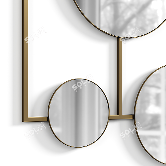 Sleek Metal Mirror 85x83 cm 3D model image 2