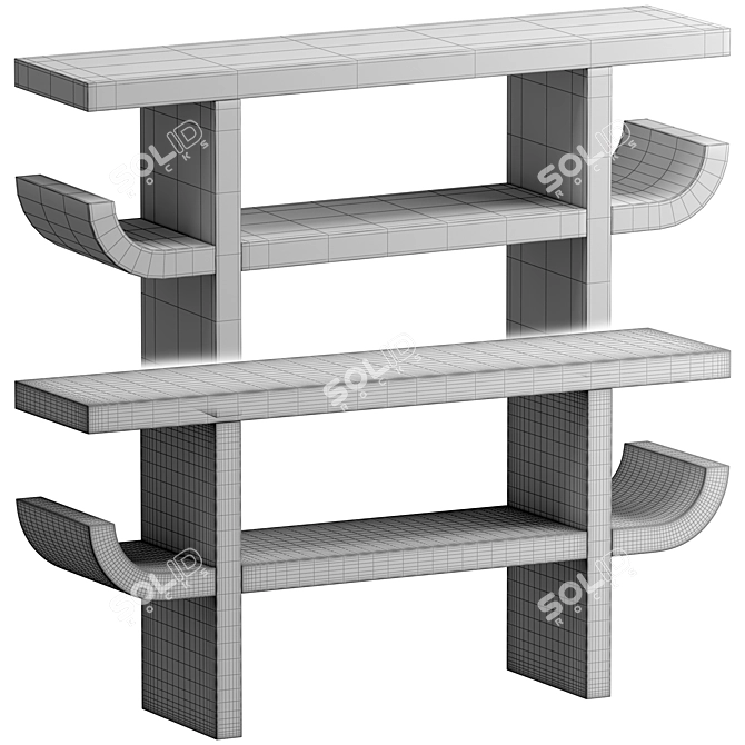 Dual-Material CB2 Console Table 3D model image 3