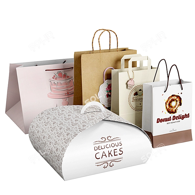 MeshSmooth Paper Bag Set 3D model image 2