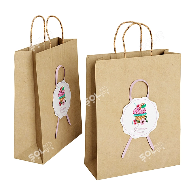 MeshSmooth Paper Bag Set 3D model image 3