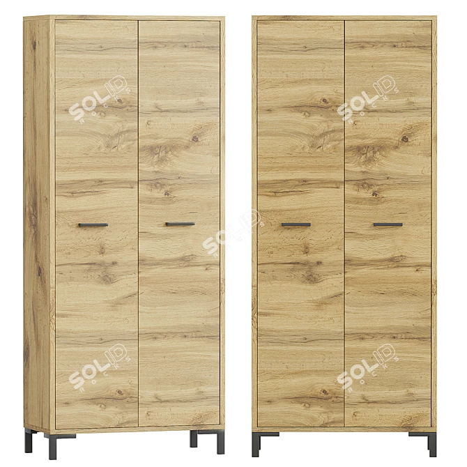 Cleveland-2 Wood Wardrobe Furniture 3D model image 1