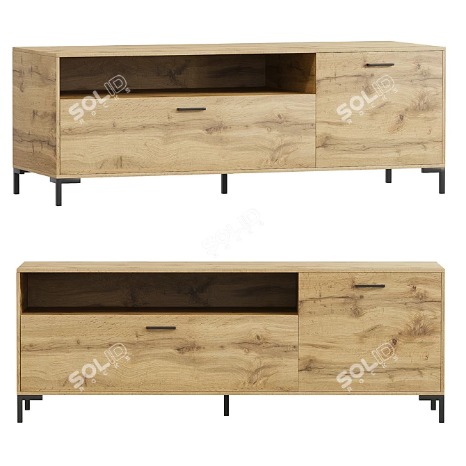 Cleveland Wood TV Stand 3D model image 1