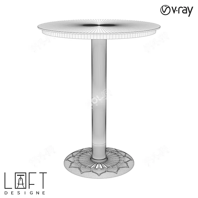 Industrial Metal Bar Table, 74cm Height 3D model image 2