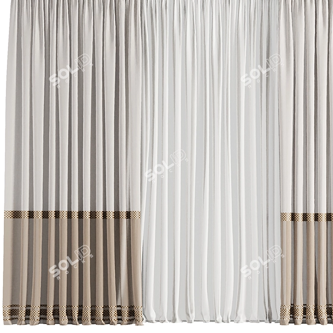 Premium Curtain Set M19 3D model image 2