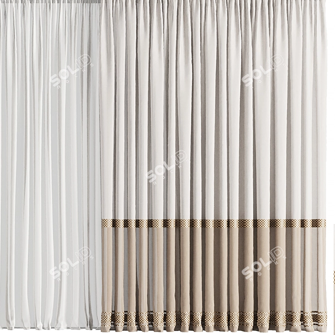 Premium Curtain Set M19 3D model image 3