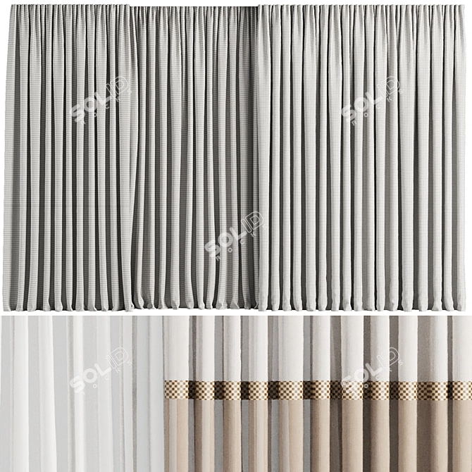 Premium Curtain Set M19 3D model image 4