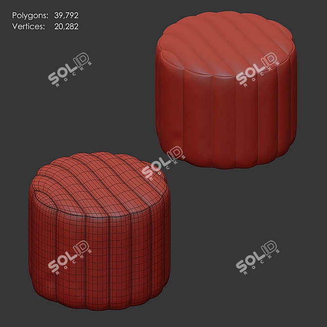 Stylish Round Pouf by Wittmann 3D model image 5