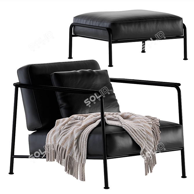 Sleek Modern Aero Armchair 3D model image 3