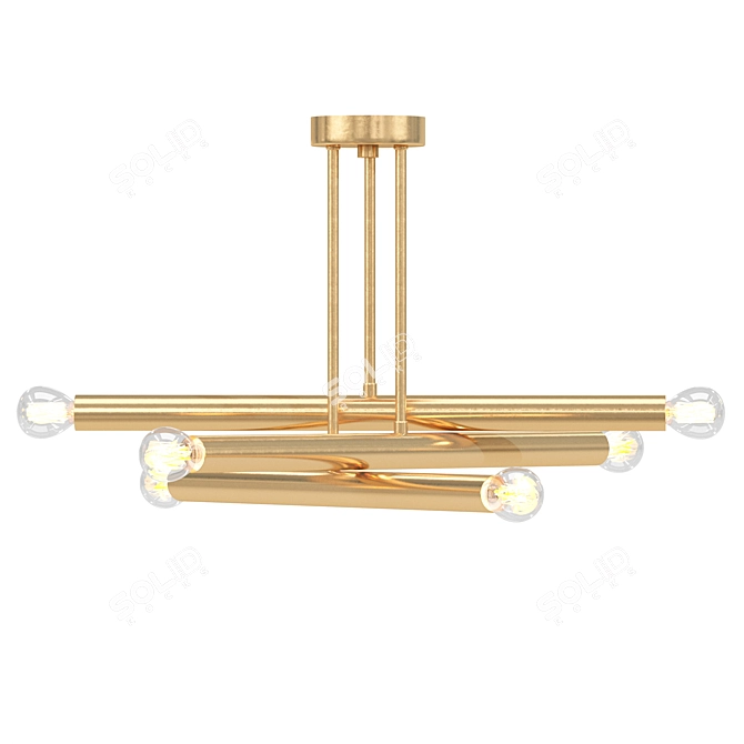 Industrial Chic LED Chandelier Fixture 3D model image 3