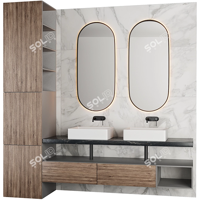 Modern Bathroom Furniture Set 01 3D model image 1