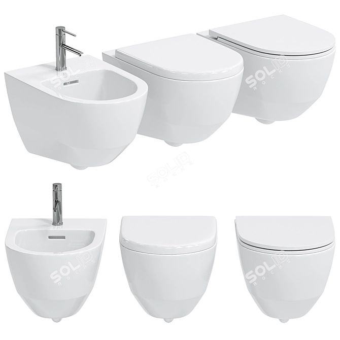 Elegant Laufen Pro Rimless Toilet 3D model image 1