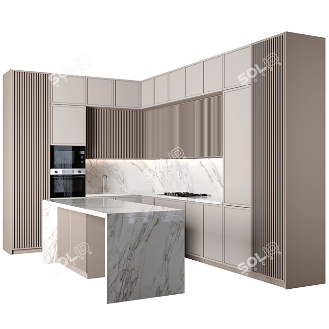 Modern Kitchen 3D Model Set 3D model image 1