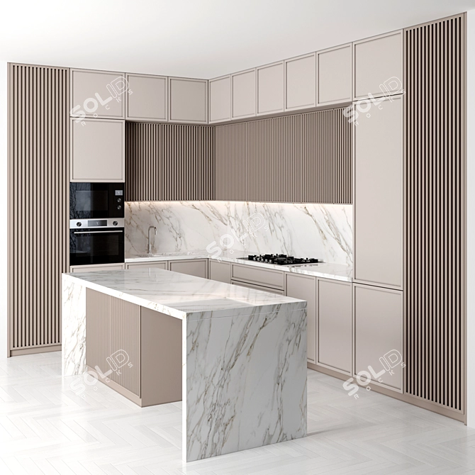 Modern Kitchen 3D Model Set 3D model image 2