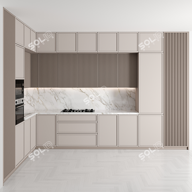 Modern Kitchen 3D Model Set 3D model image 3