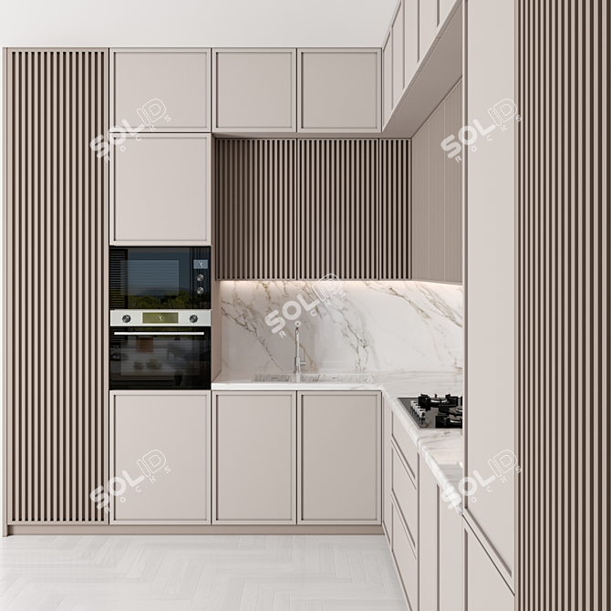 Modern Kitchen 3D Model Set 3D model image 4