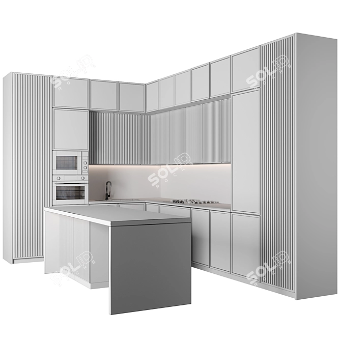 Modern Kitchen 3D Model Set 3D model image 6
