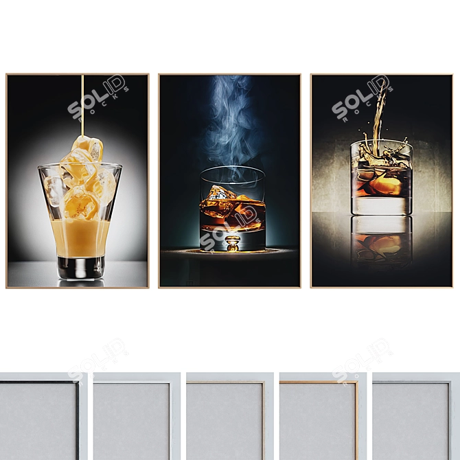 Modern Glass Picture Frame Set 3D model image 1