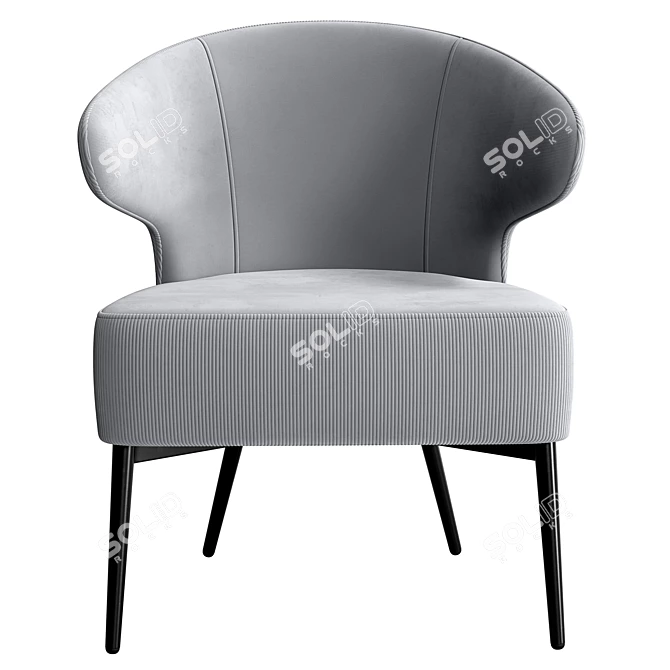 Luxury Velvet Striped Lounge Chair 3D model image 2