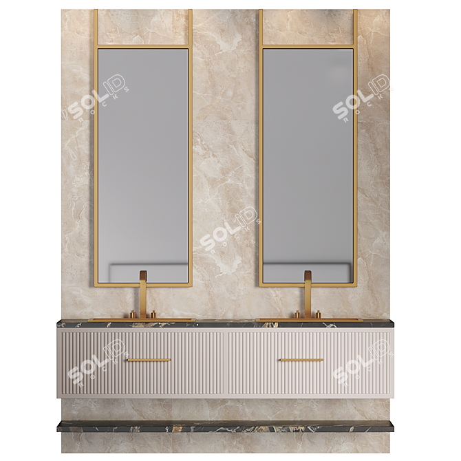 Contemporary Modular Bathroom Furniture 3D model image 1