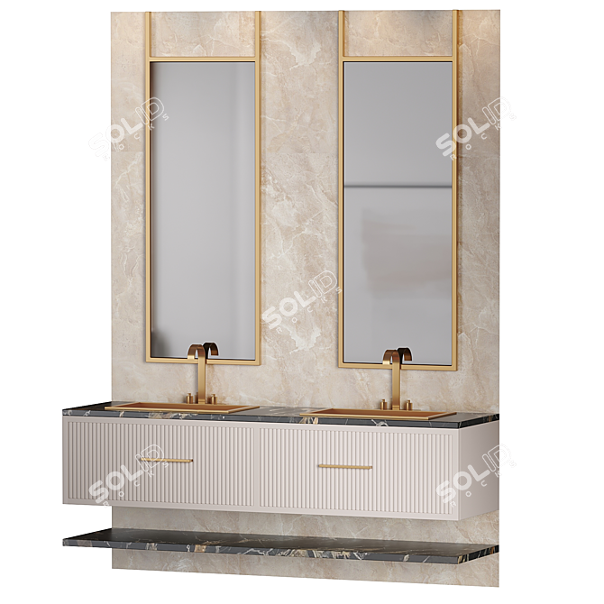 Contemporary Modular Bathroom Furniture 3D model image 2