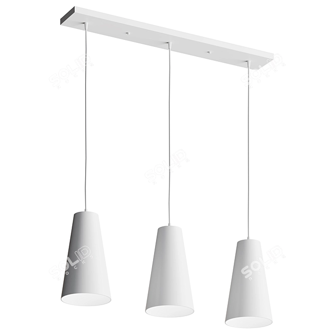 Elegant Triple LED Pendant Light 3D model image 1