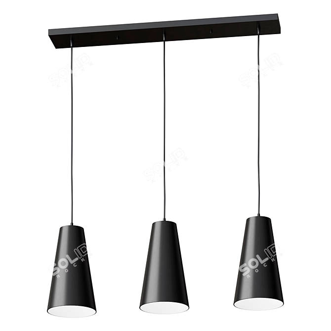 Elegant Triple LED Pendant Light 3D model image 2