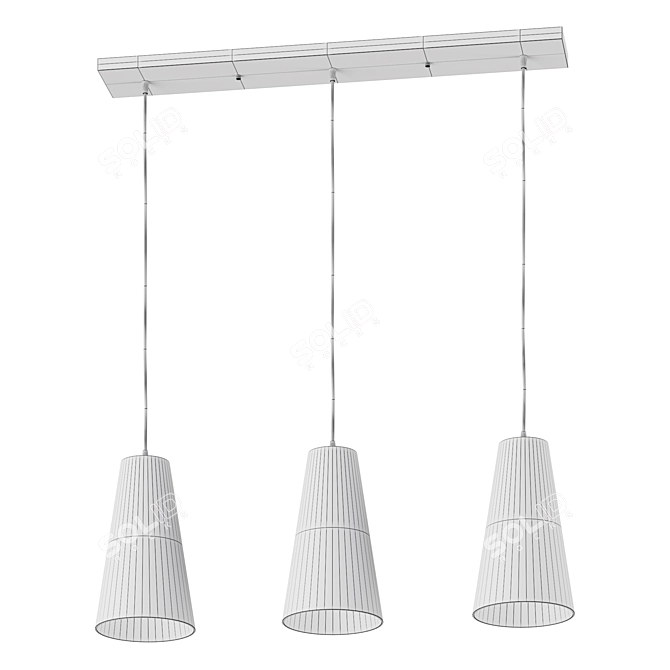 Elegant Triple LED Pendant Light 3D model image 3