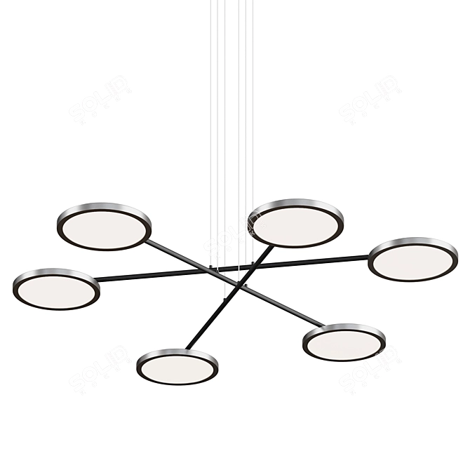 Adjustable LED Chandelier Disks Rotation 3D model image 1