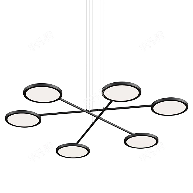 Adjustable LED Chandelier Disks Rotation 3D model image 2