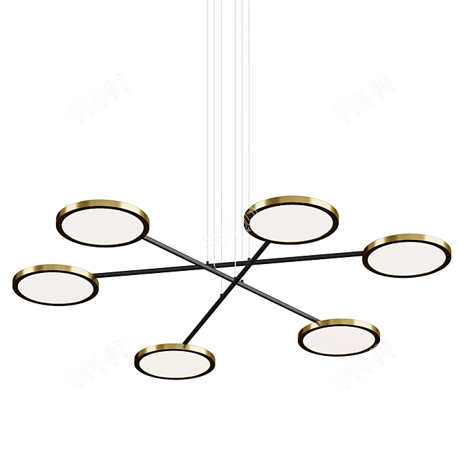 Adjustable LED Chandelier Disks Rotation 3D model image 3