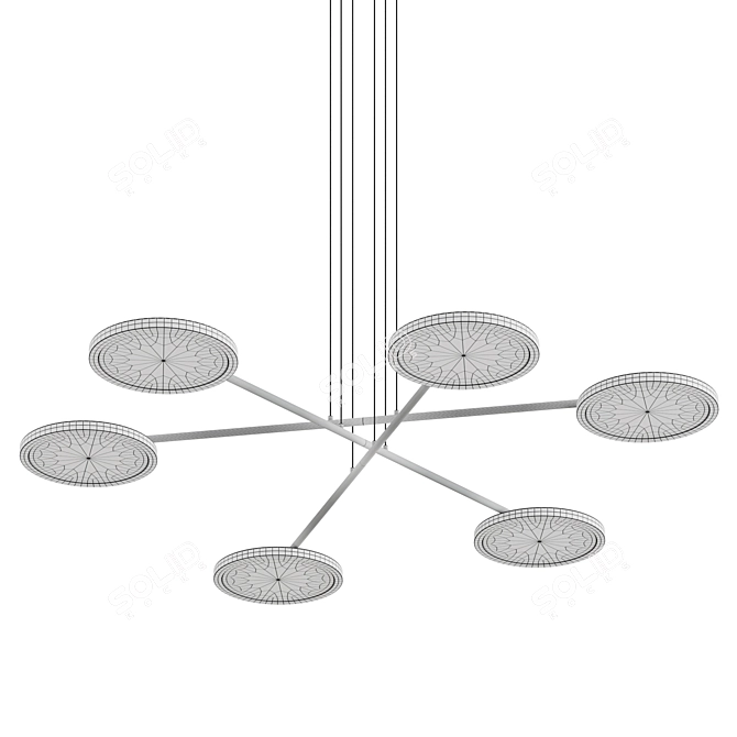 Adjustable LED Chandelier Disks Rotation 3D model image 4