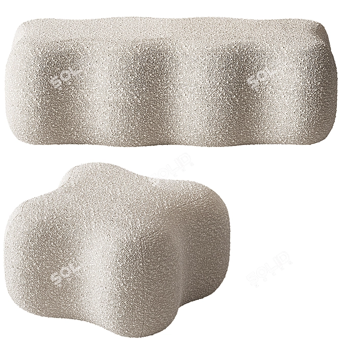 Chic June Ottoman and Bench 3D model image 1