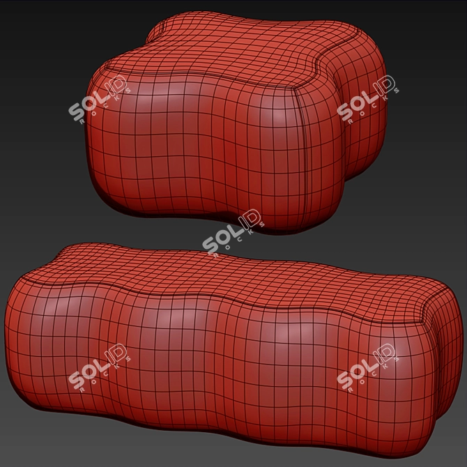 Chic June Ottoman and Bench 3D model image 5