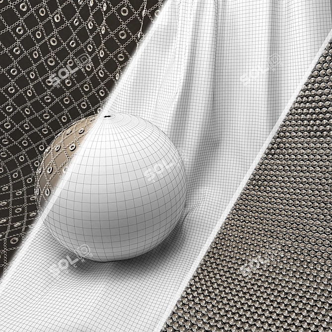 Metal Mesh Fabric Materials Set 3D model image 6