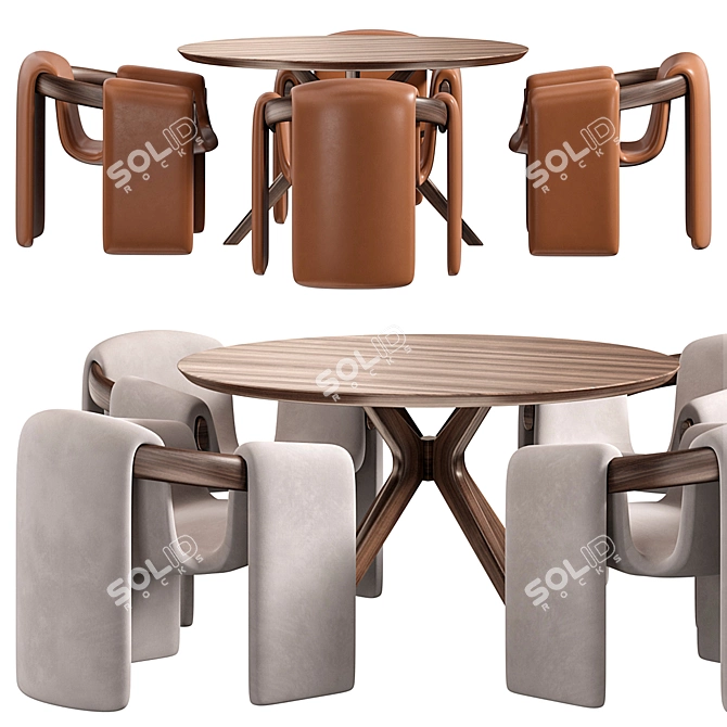  Contemporary Sari Lounge Dining Set 3D model image 2