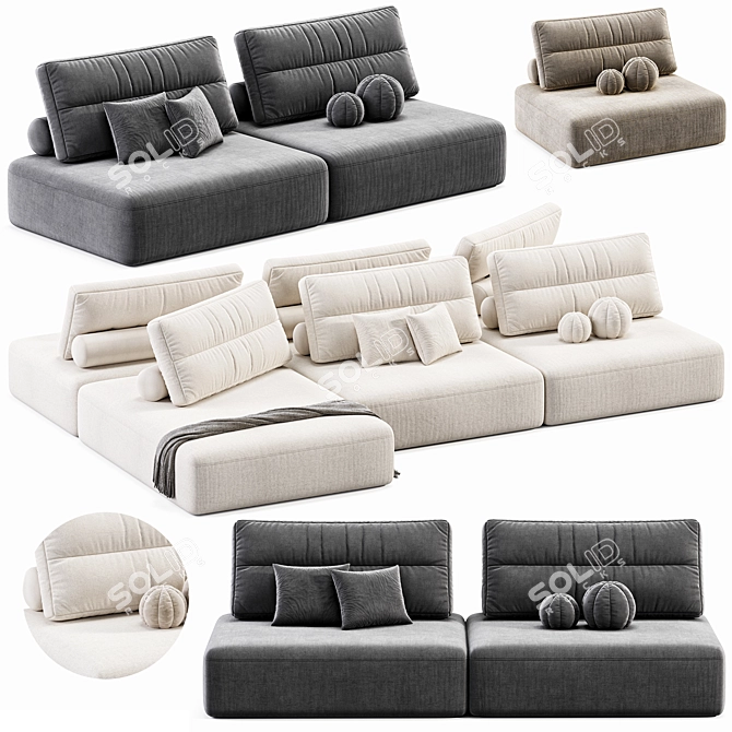 Saba Italia Modular Sectional Sofa 3D model image 1