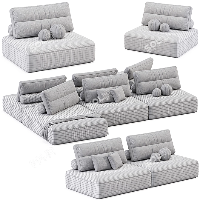 Saba Italia Modular Sectional Sofa 3D model image 6