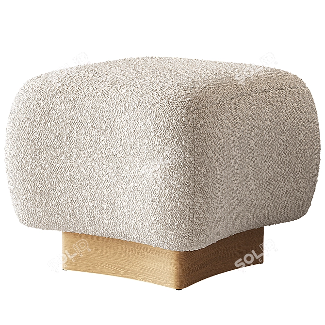 Elegant Lua Ottoman in Merlot 3D model image 1