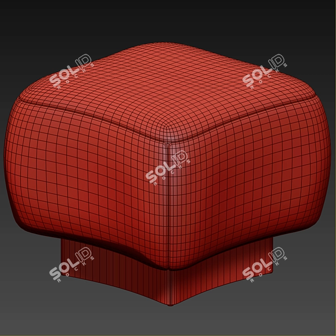Elegant Lua Ottoman in Merlot 3D model image 4