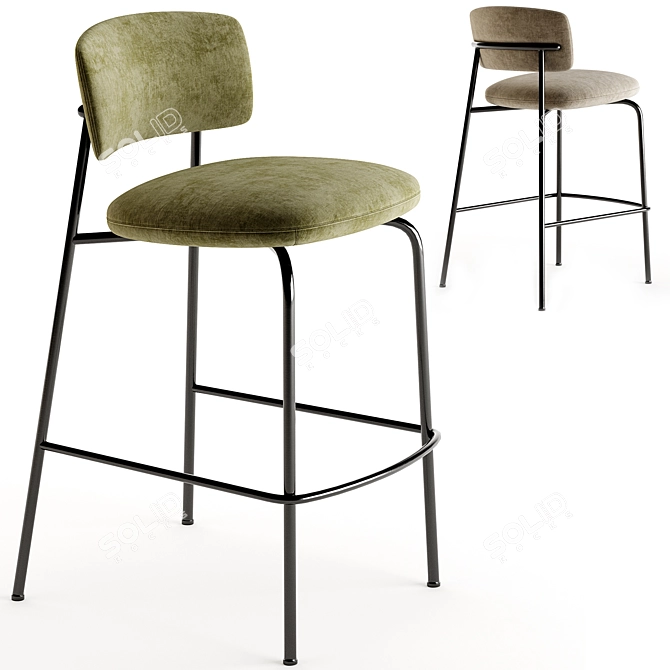 Modern Comfortable Aloa Bar Stool 3D model image 2