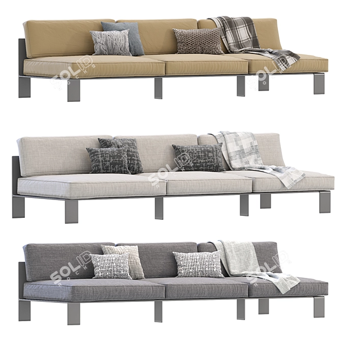 Sleek Serax 3-Seater Bench 3D model image 2