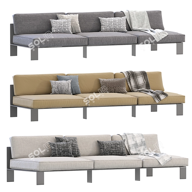 Sleek Serax 3-Seater Bench 3D model image 3